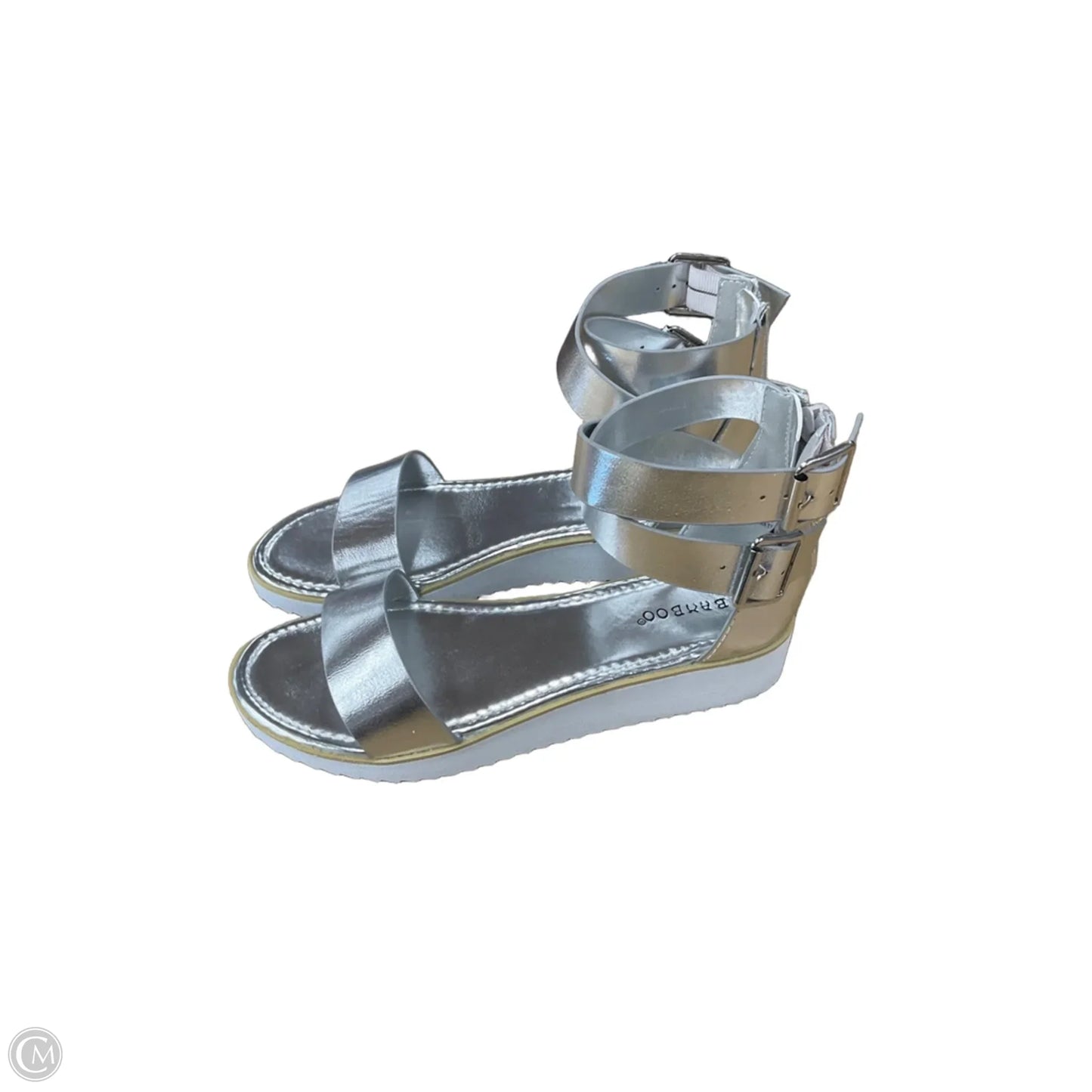 Sandals Flats By Bamboo In Silver, Size: 7