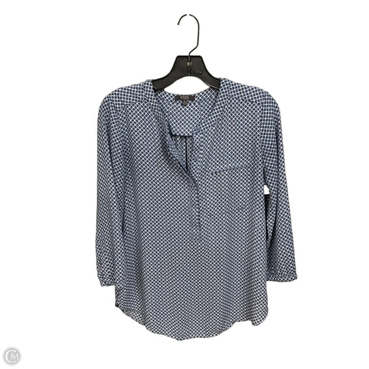 Blouse 3/4 Sleeve By Not Your Daughters Jeans In Blue & White, Size: S