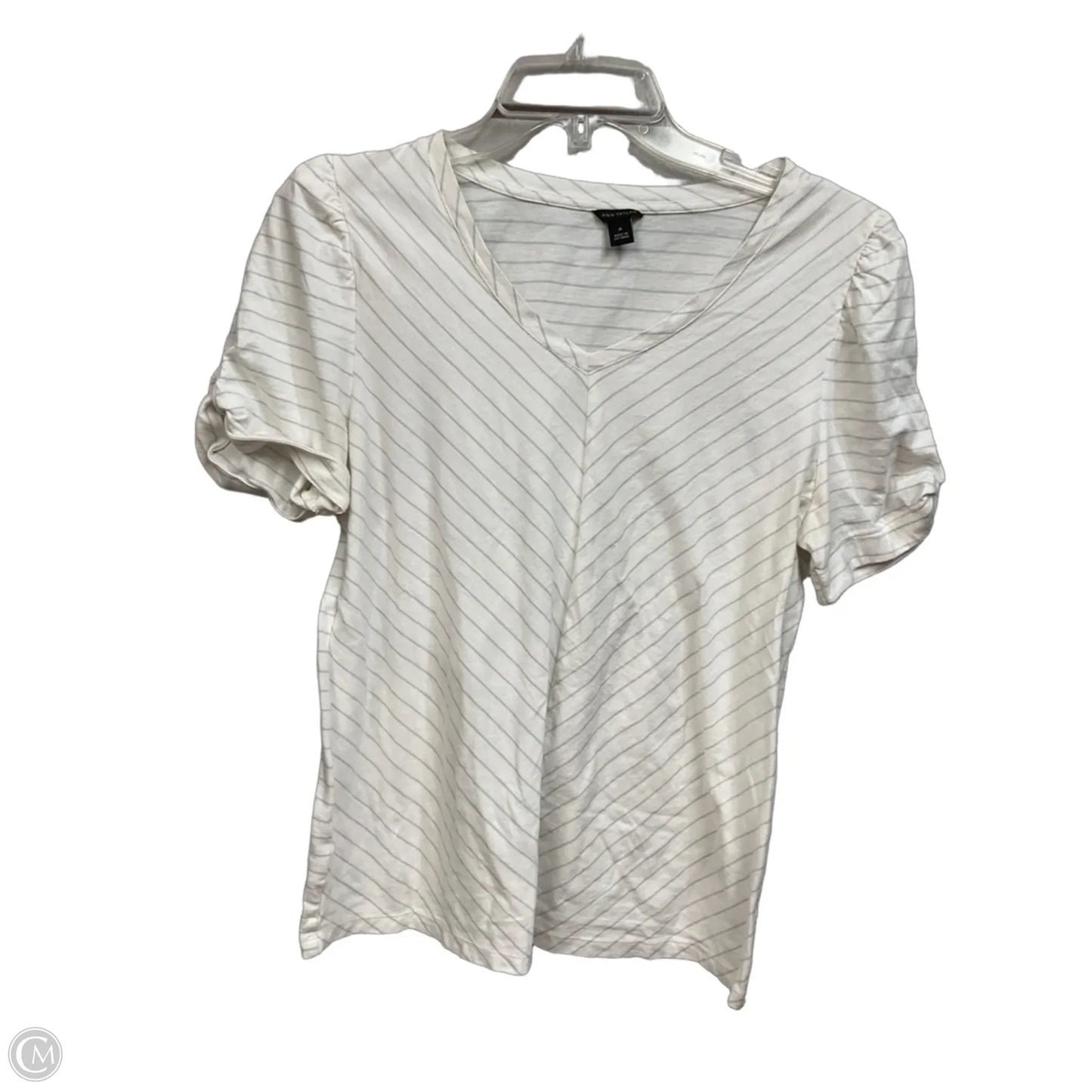 Top Short Sleeve By Ann Taylor In Striped Pattern, Size: M