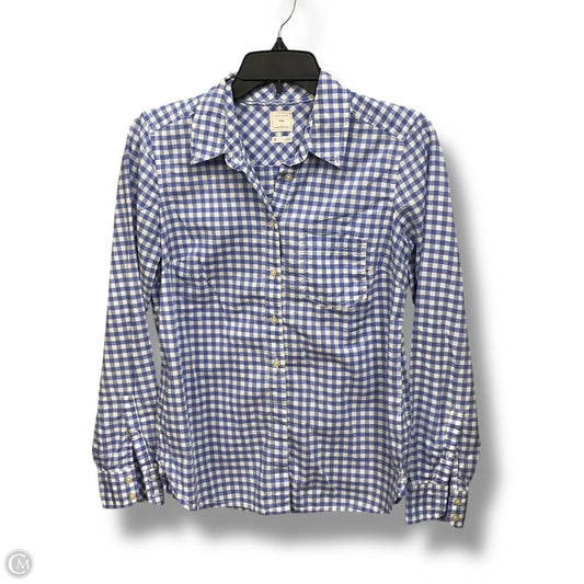Blouse Long Sleeve By Gap In Plaid Pattern, Size: Xs