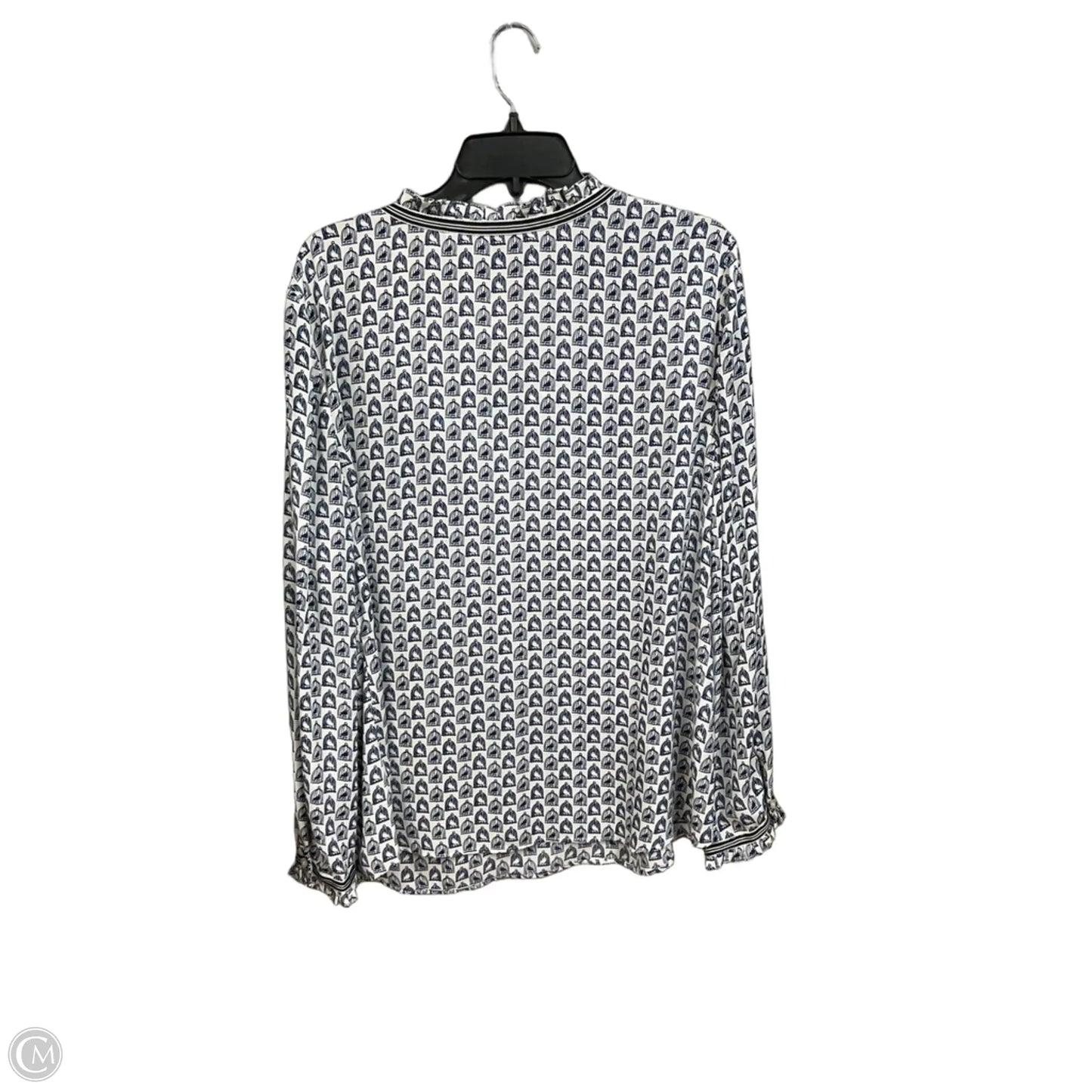 Blouse Long Sleeve By Talbots In Blue & White, Size: Xl