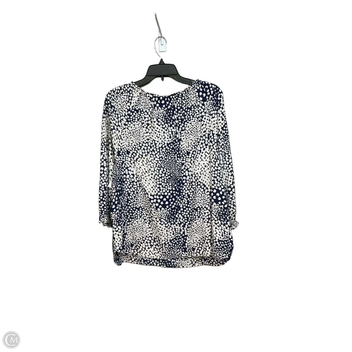 Top Long Sleeve By Talbots In Blue & White, Size: Xl
