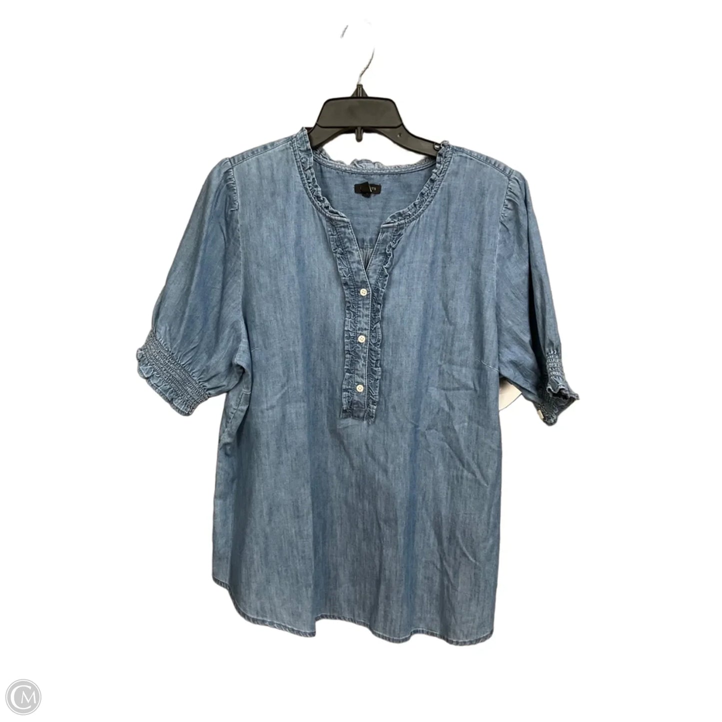 Top Short Sleeve By Talbots In Blue Denim, Size: Xl