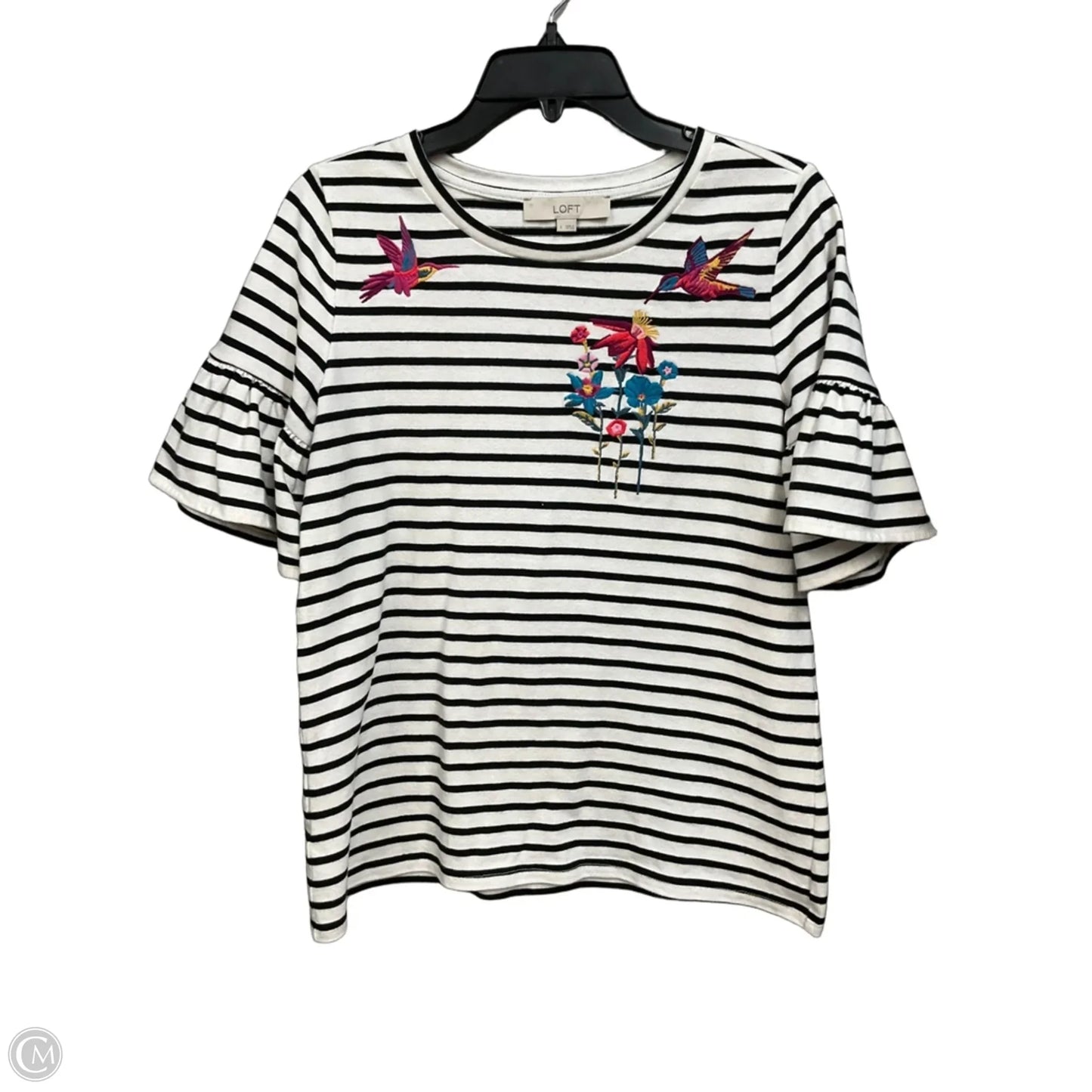 Top Short Sleeve By Loft In Striped Pattern, Size: S