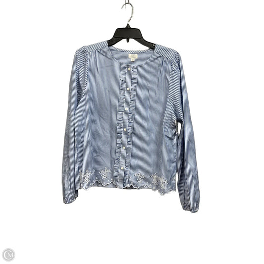 Blouse Long Sleeve By J. Crew In Striped Pattern, Size: L
