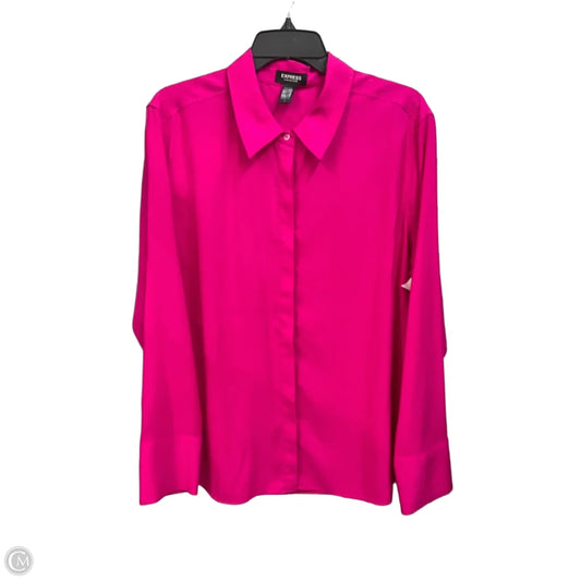 Blouse Long Sleeve By Express In Pink, Size: Xl