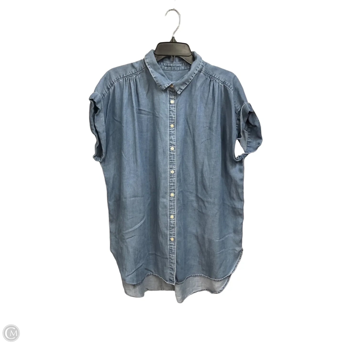 Top Short Sleeve By Loft In Blue Denim, Size: Xl