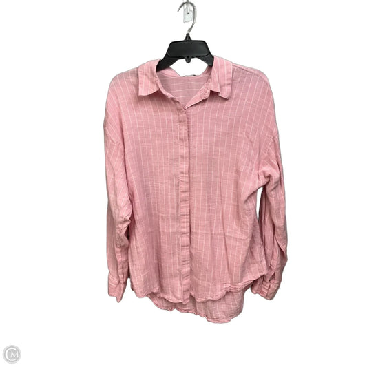 Blouse Long Sleeve By Express In Striped Pattern, Size: L