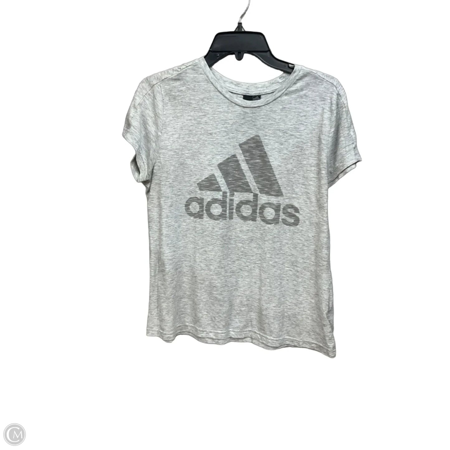 Athletic Top Short Sleeve By Adidas In Grey, Size: L