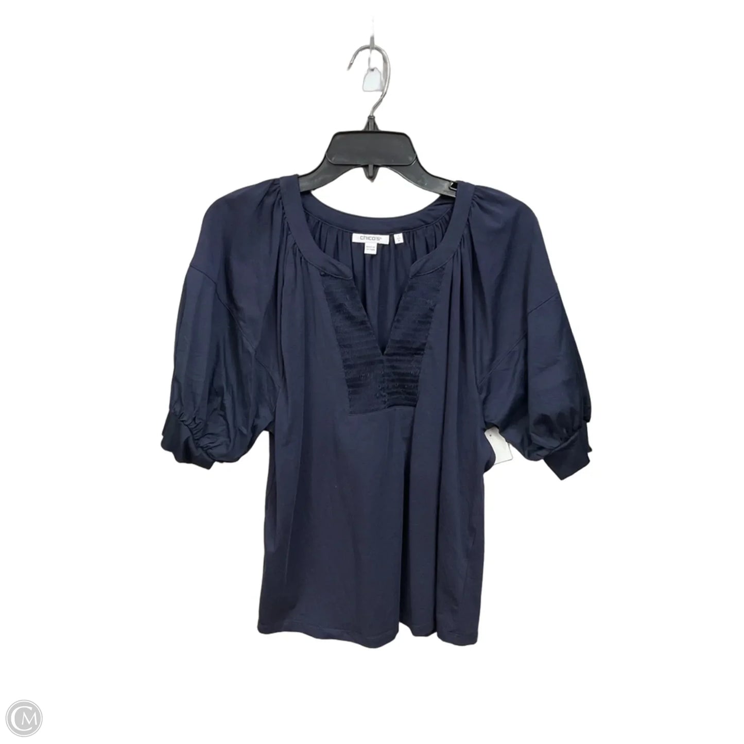 Top Short Sleeve By Chicos In Navy, Size: M
