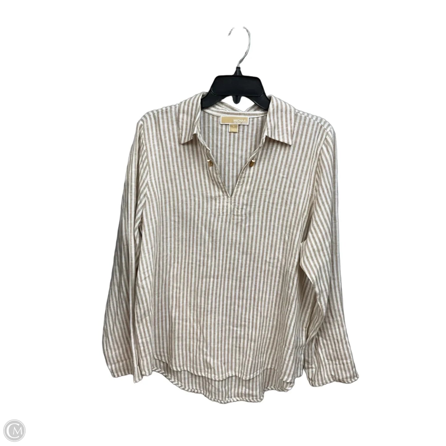 Top 3/4 Sleeve By Michael By Michael Kors In Striped Pattern, Size: M
