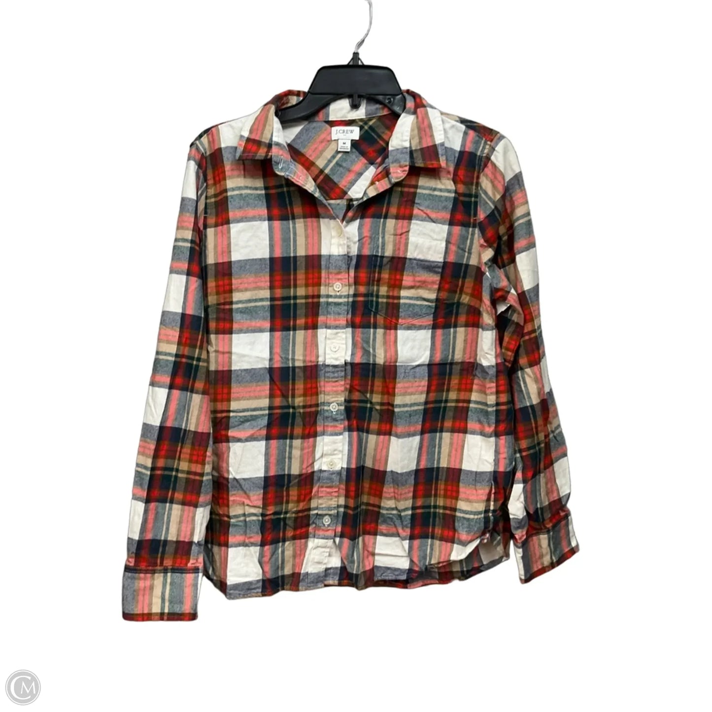 Top Long Sleeve By J. Crew In Plaid Pattern, Size: M