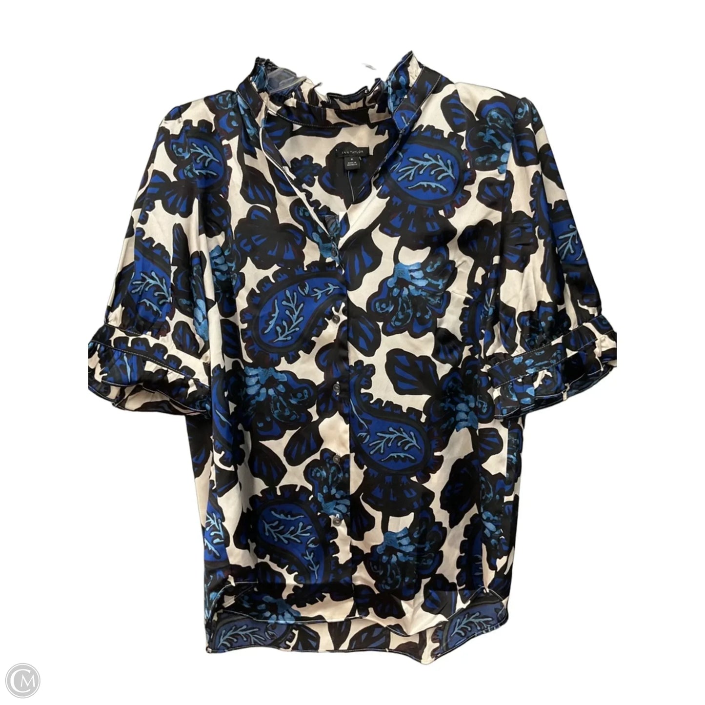 Blouse Short Sleeve By Ann Taylor In Floral Print, Size: M