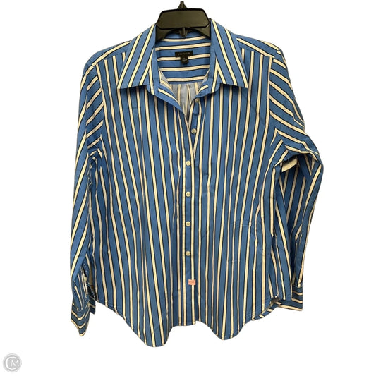 Top Long Sleeve By Ann Taylor In Blue & White, Size: L