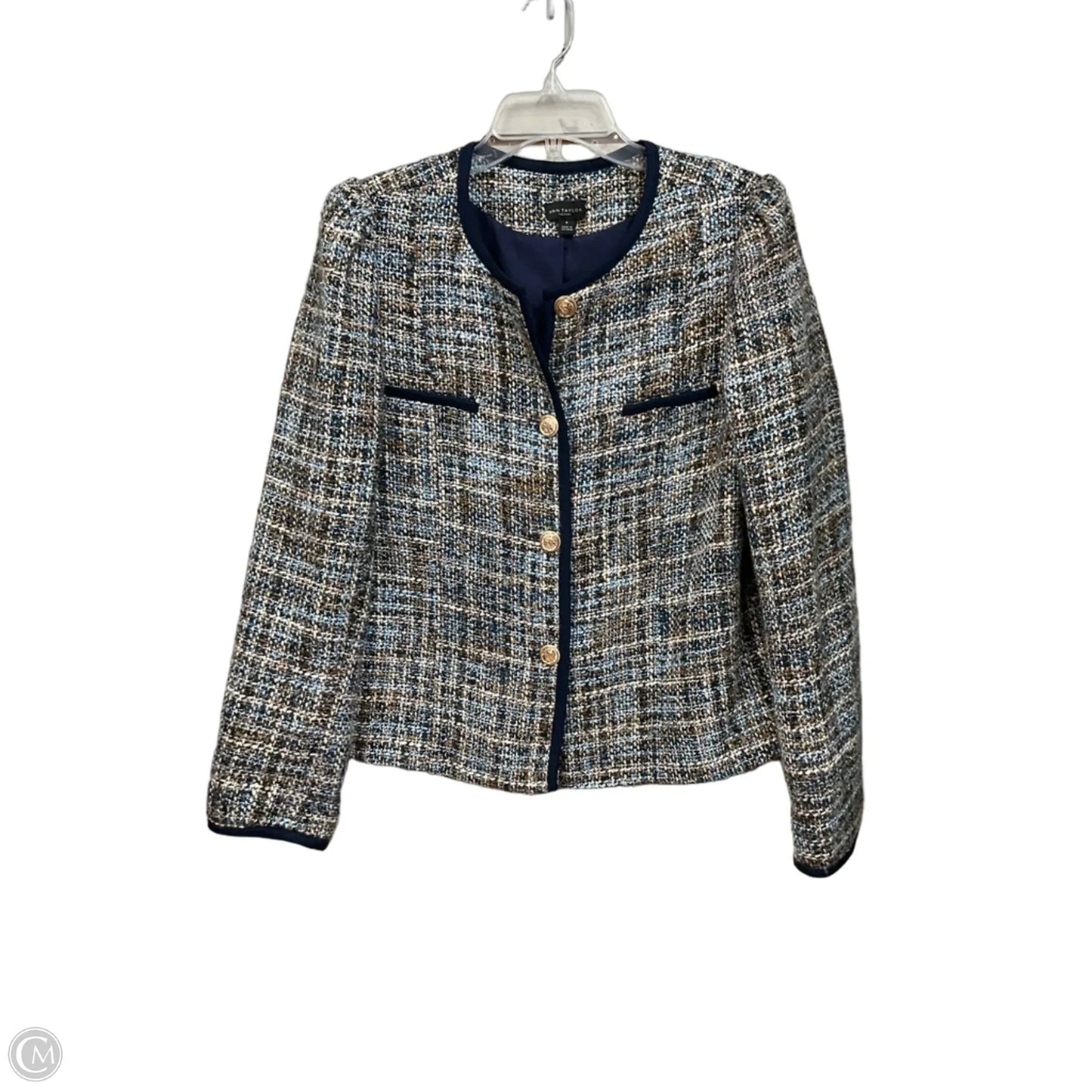 Blazer By Ann Taylor In Plaid Pattern, Size: M