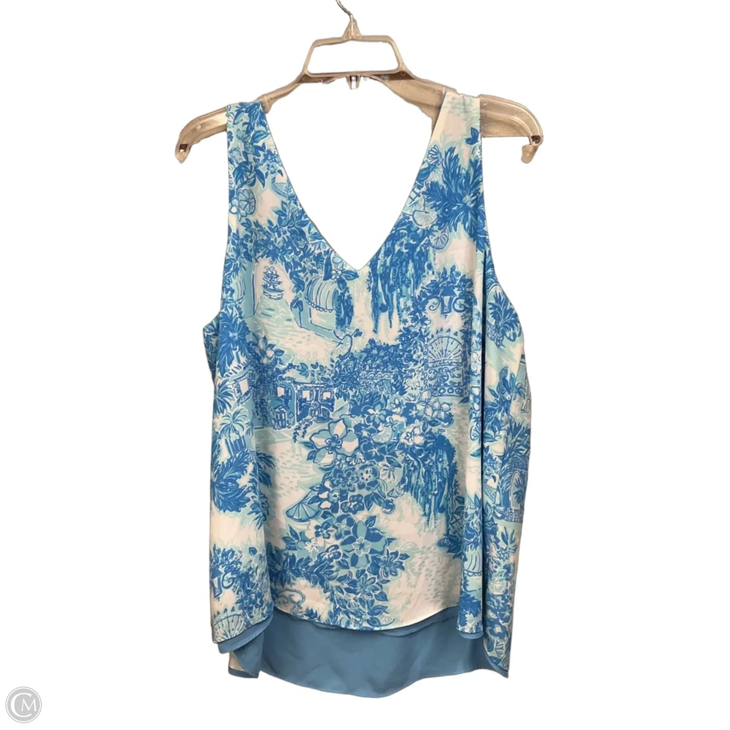 Top Sleeveless Designer By Lilly Pulitzer In Blue & White, Size: Xl