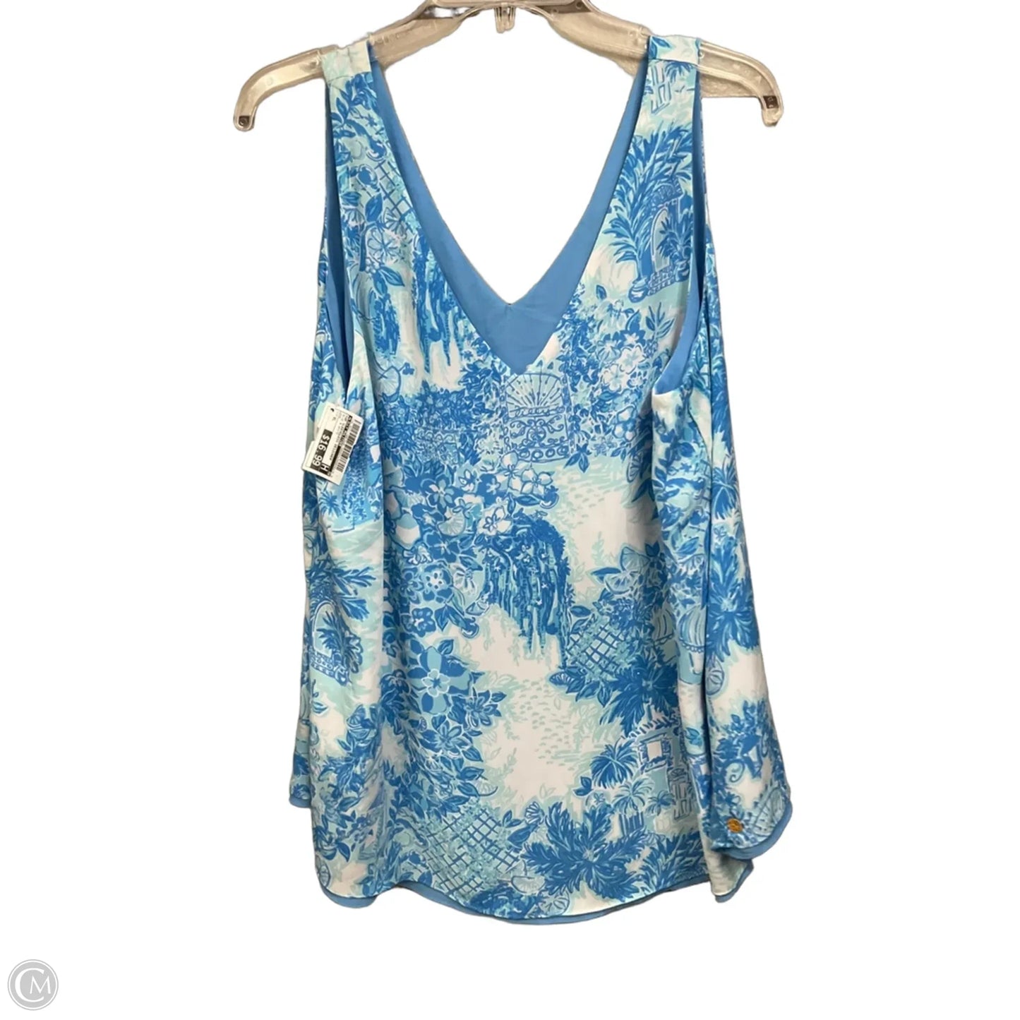 Top Sleeveless Designer By Lilly Pulitzer In Blue & White, Size: Xl