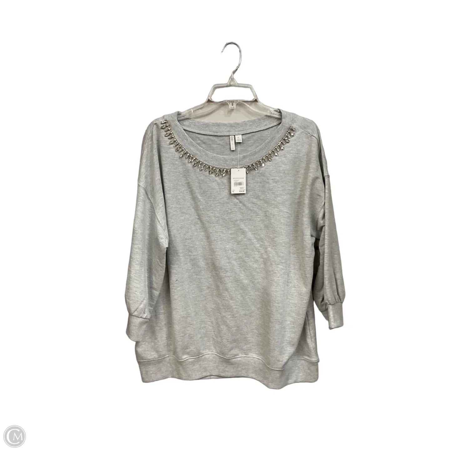 Top 3/4 Sleeve By Cato In Grey, Size: Xl