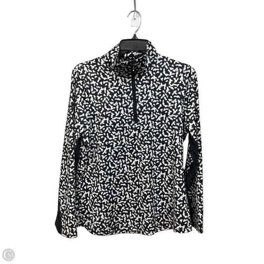 Athletic Top Long Sleeve Collar By Chicos In Blue & White, Size: M