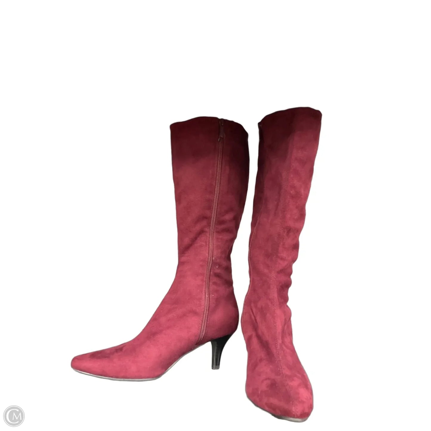 Boots Knee Heels By Impo In Maroon, Size: 9
