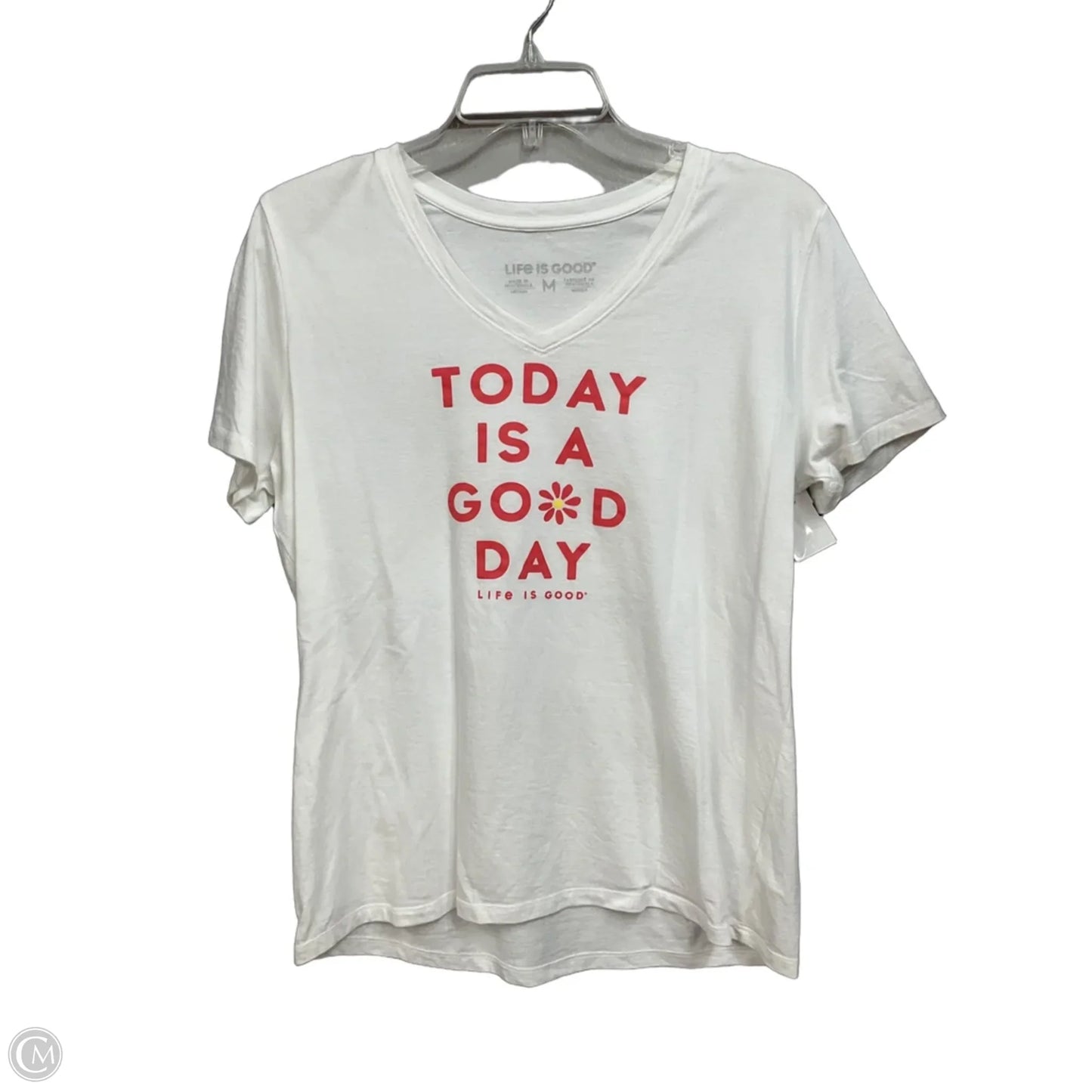 Top Short Sleeve By Life Is Good In White, Size: M