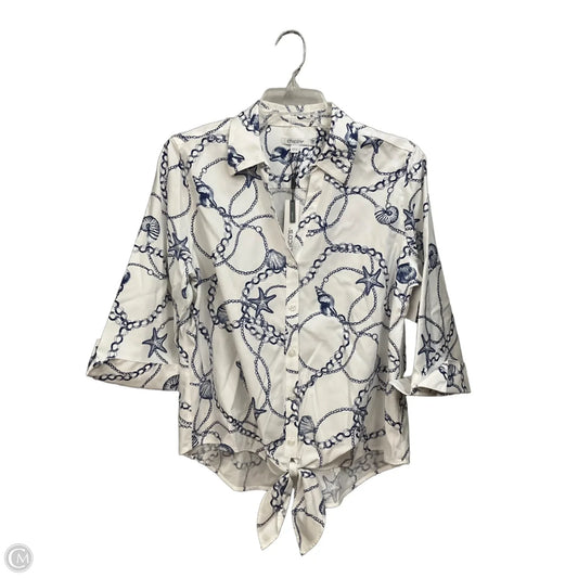 Top Long Sleeve By Chicos In Blue & White, Size: S