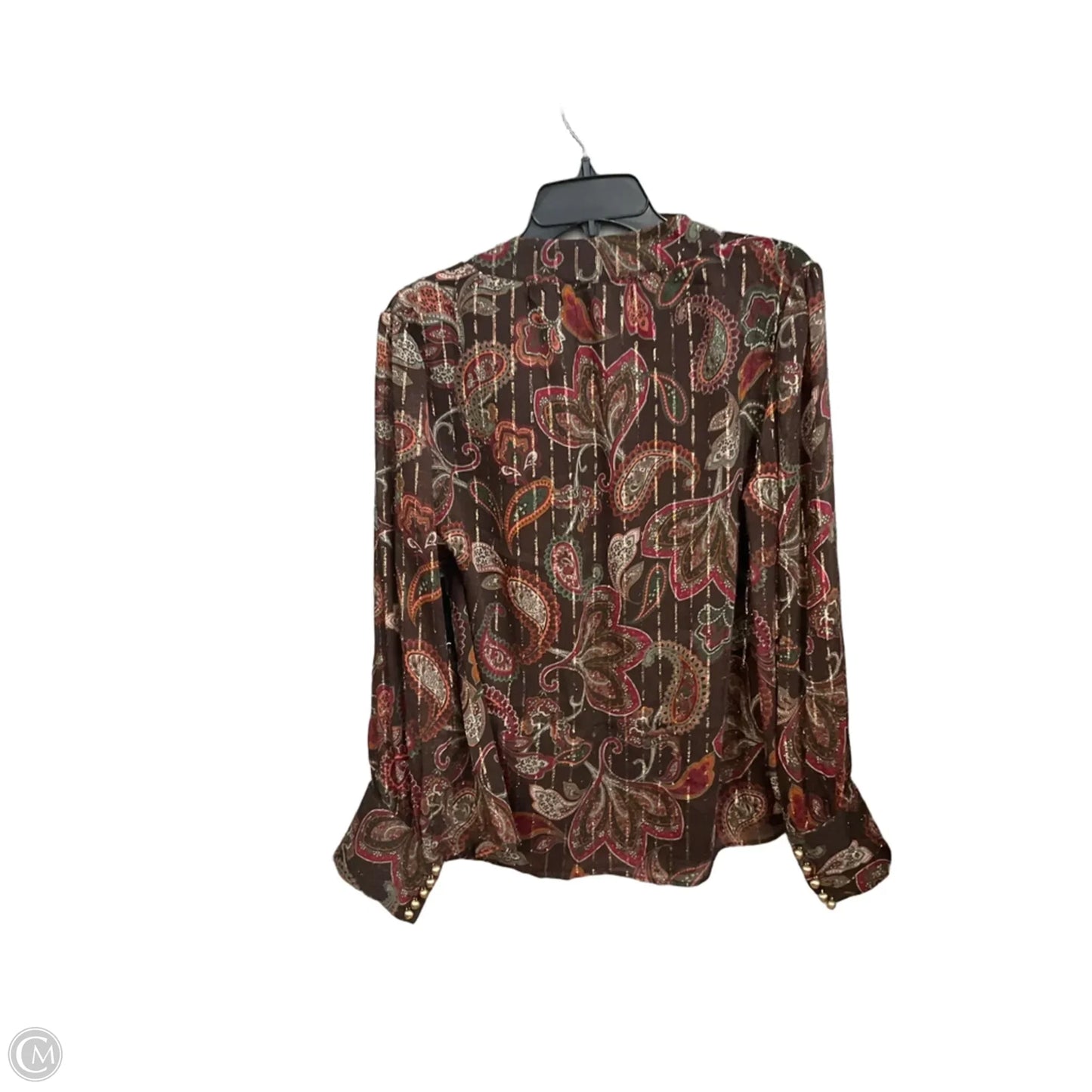 Blouse Long Sleeve By Bcbg In Paisley Print, Size: Xl