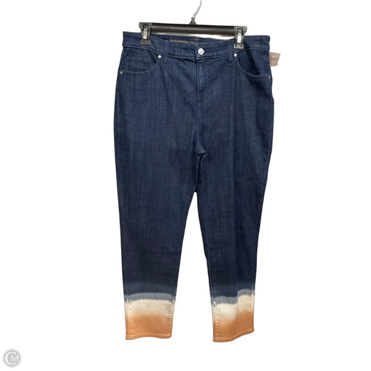 Jeans Straight By Chicos In Blue & Tan, Size: 10