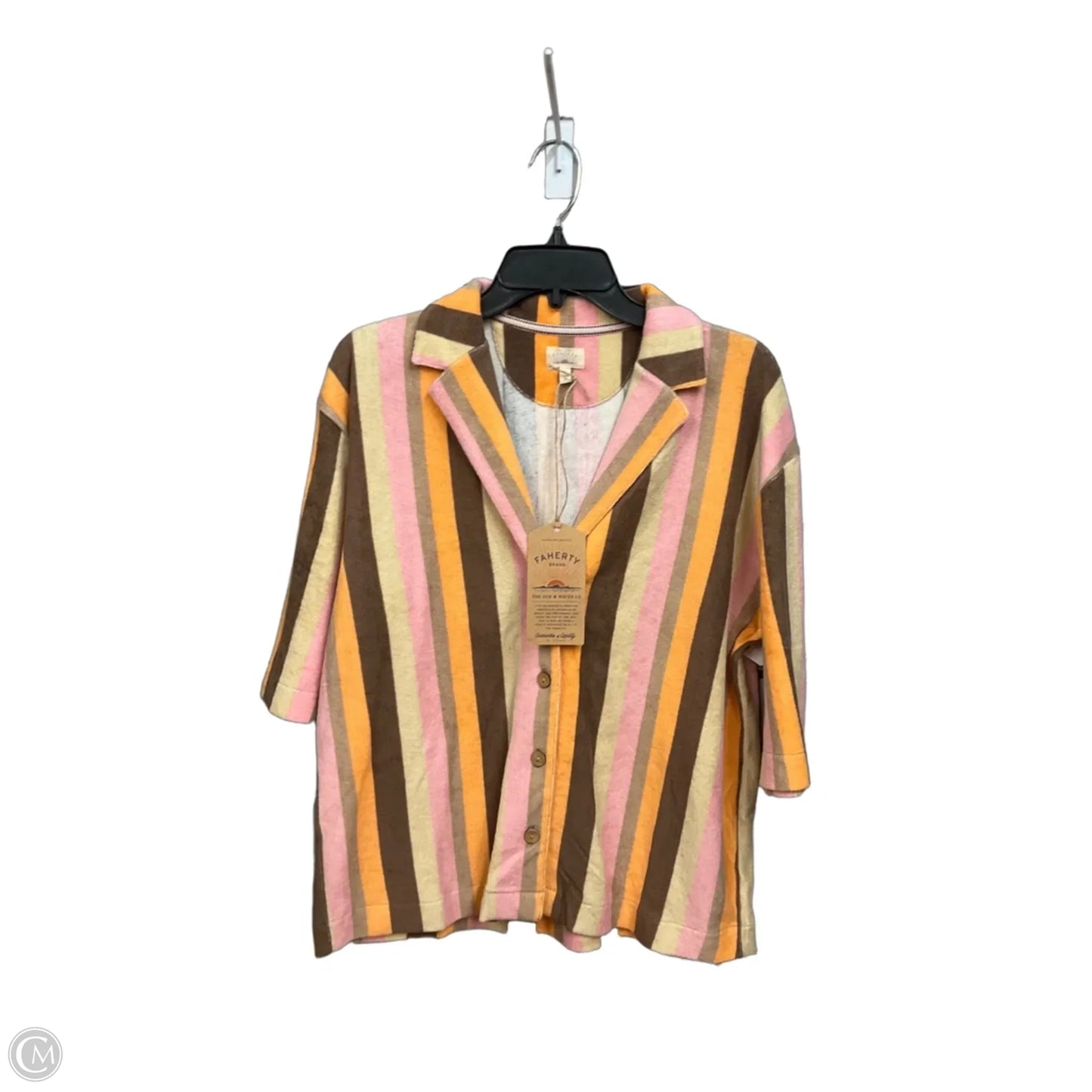 Top Short Sleeve By Faherty In Striped Pattern, Size: M