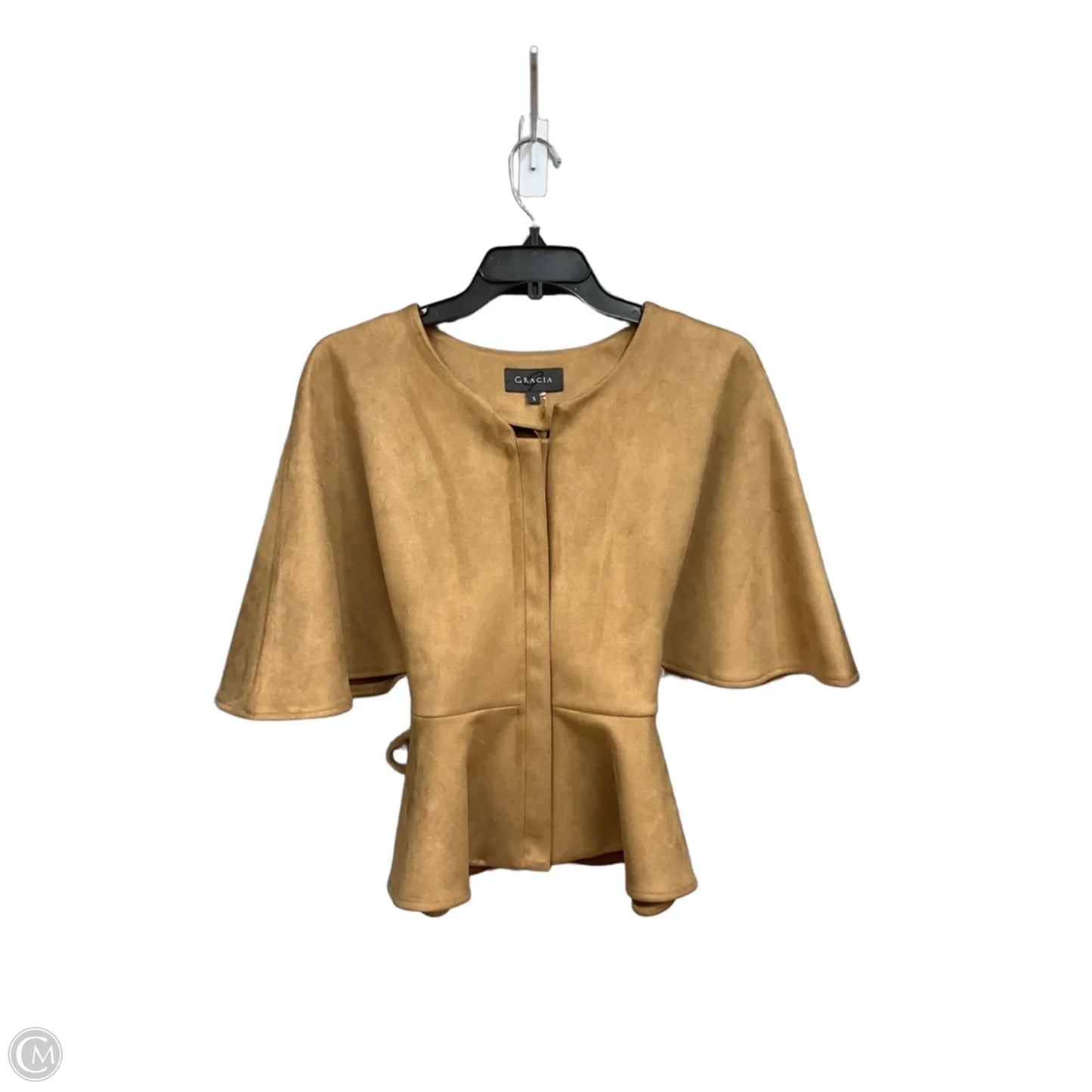 Top Short Sleeve By Gracia In Tan, Size: S