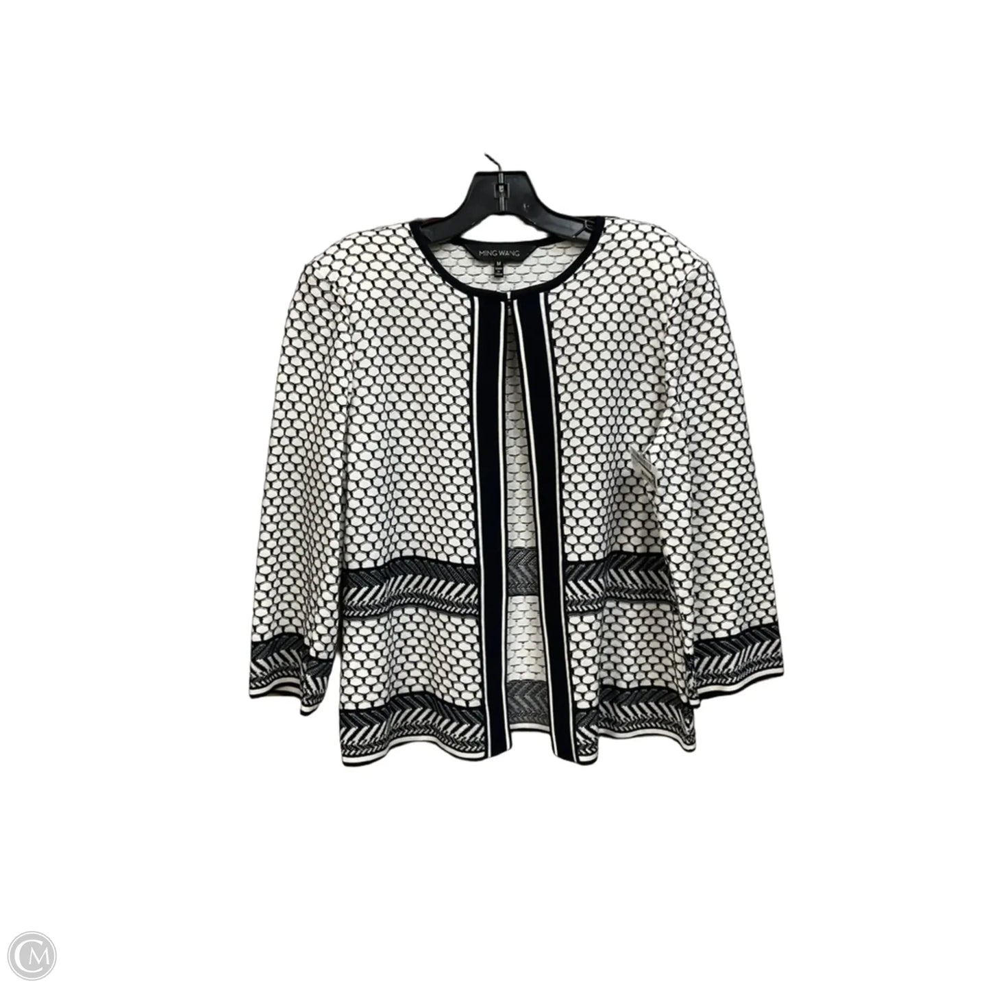 Cardigan By Ming Wang In Black & White, Size: M