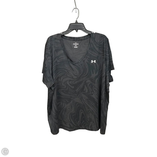 Athletic Top Short Sleeve By Under Armour In Black & Grey, Size: 3x