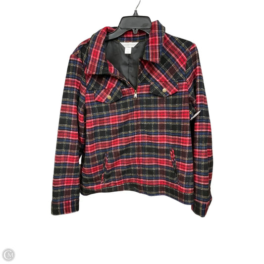 Jacket Shirt By Christopher And Banks In Plaid Pattern, Size: M