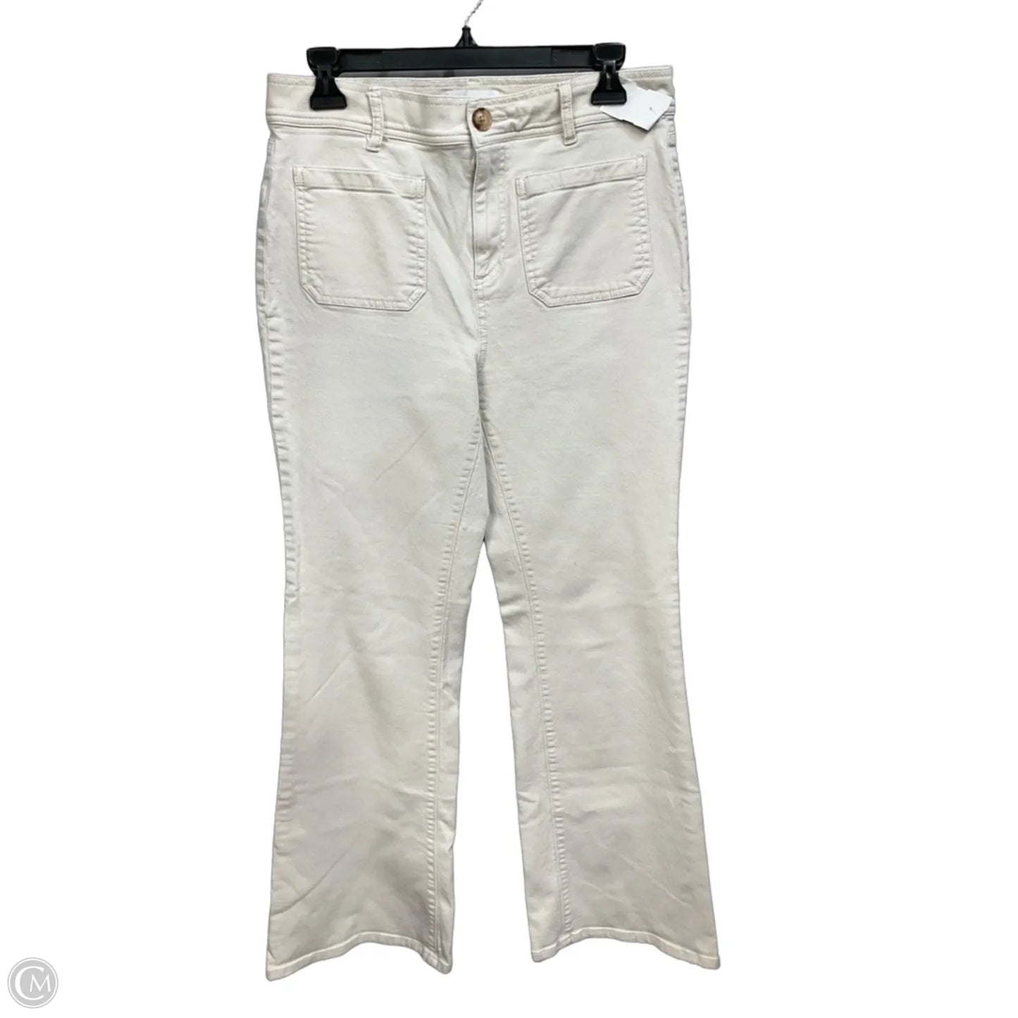 Jeans Flared By Loft In Cream Denim, Size: 8