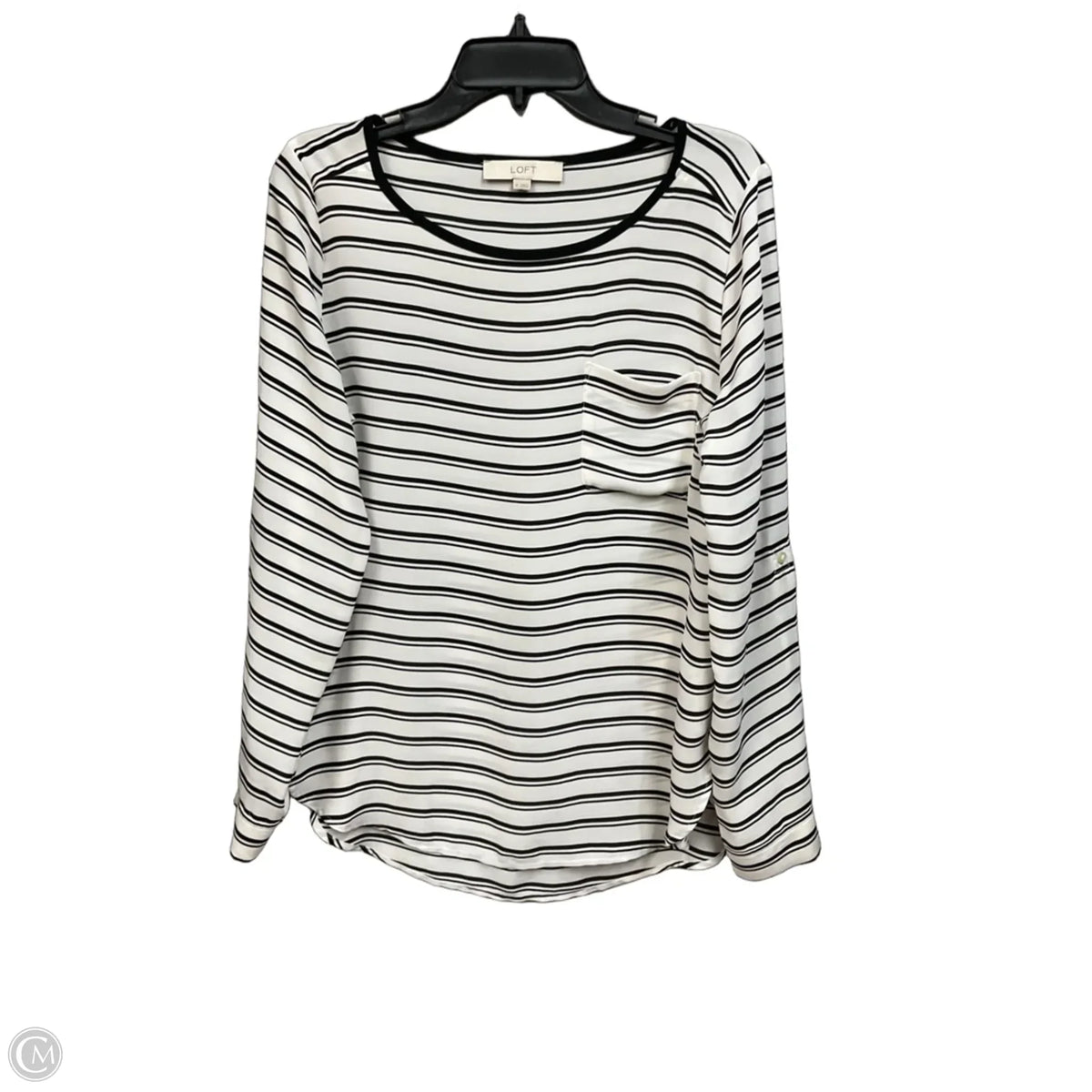 Blouse Long Sleeve By Loft In Striped Pattern, Size: M