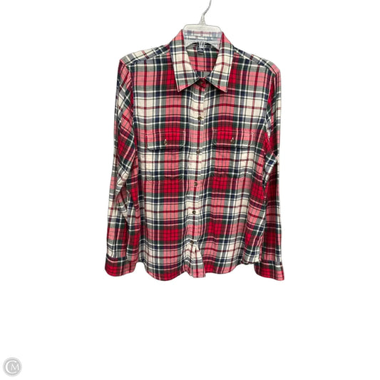 Top Long Sleeve By Chaps In Plaid Pattern, Size: Xlp