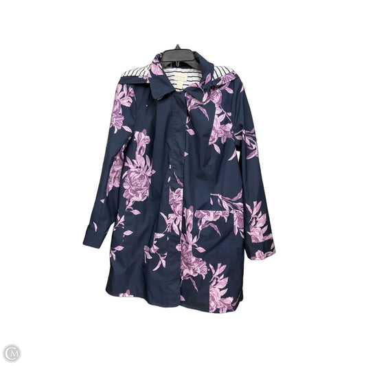 Jacket Windbreaker By Chicos In Blue & Purple, Size: L