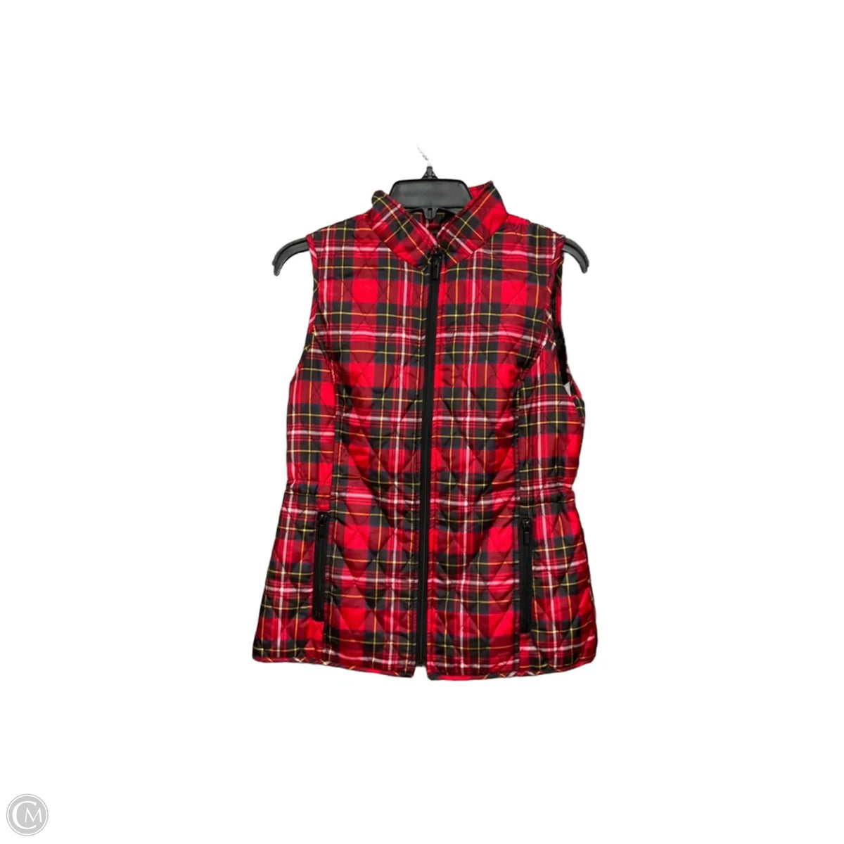 Vest Puffer & Quilted By Relativity In Plaid Pattern, Size: M