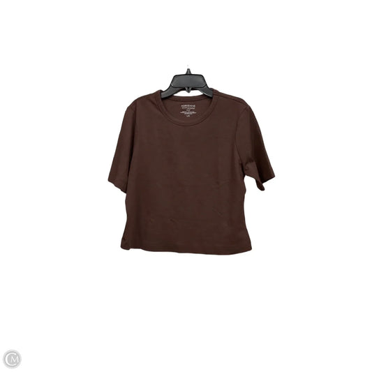 Top Short Sleeve By Adrienne Vittadini In Brown, Size: L
