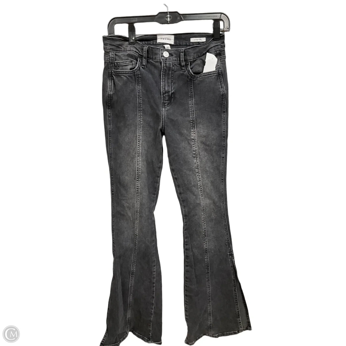 Jeans Flared By Frame In Black Denim, Size: 2