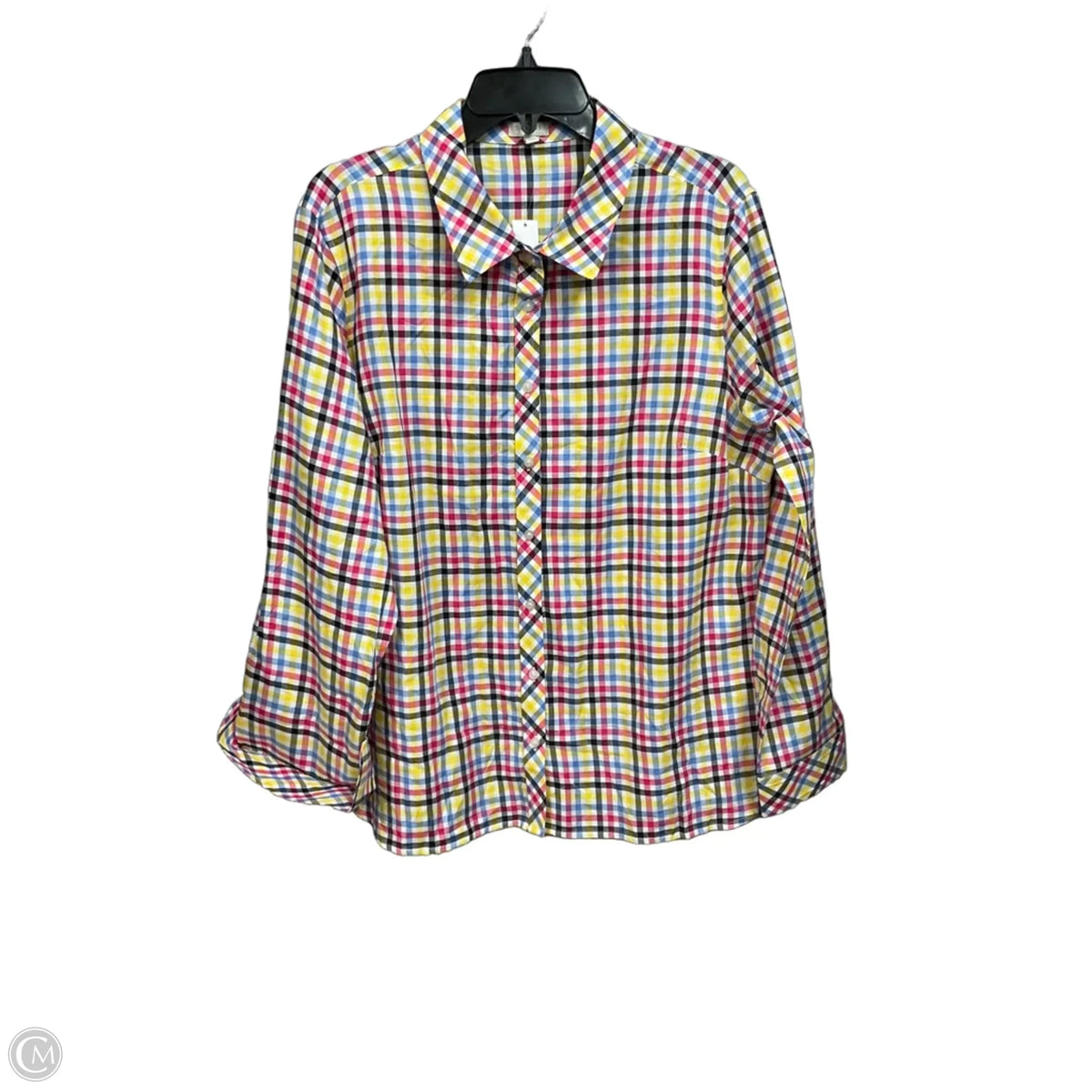 Top Long Sleeve By Talbots In Plaid Pattern, Size: Xl
