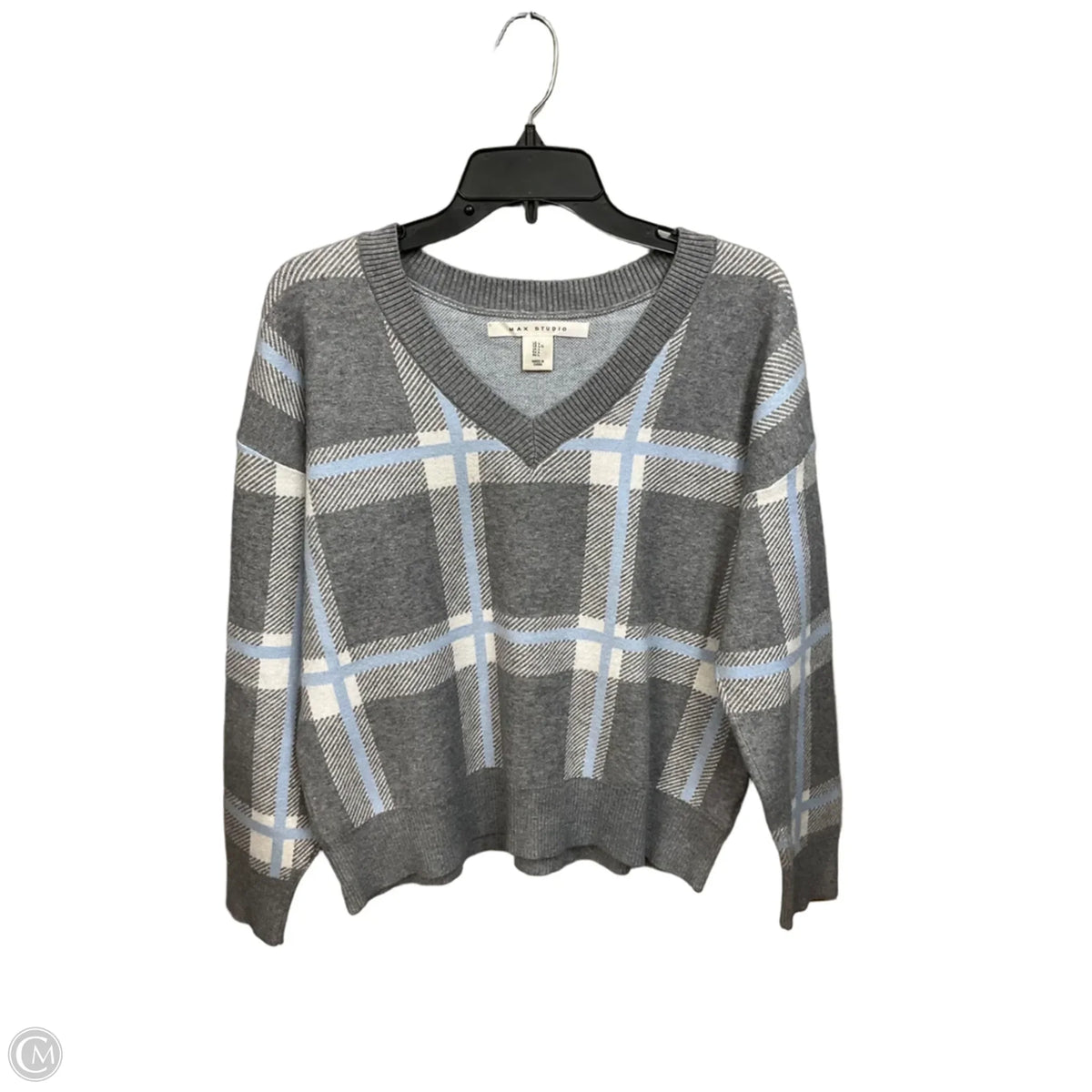 Sweater By Max Studio In Plaid Pattern, Size: L