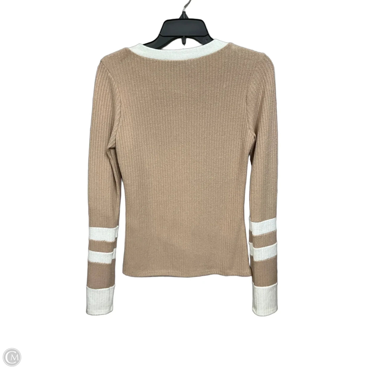 Top Long Sleeve By Gilli In Tan & White, Size: S