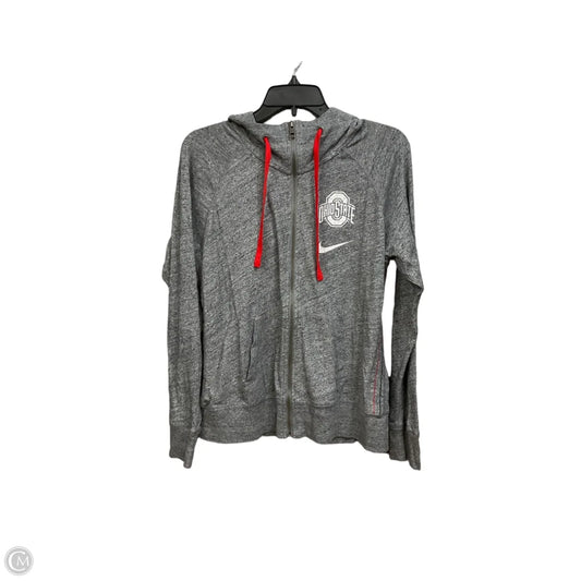 Athletic Jacket By Nike Apparel In Grey & Red, Size: M