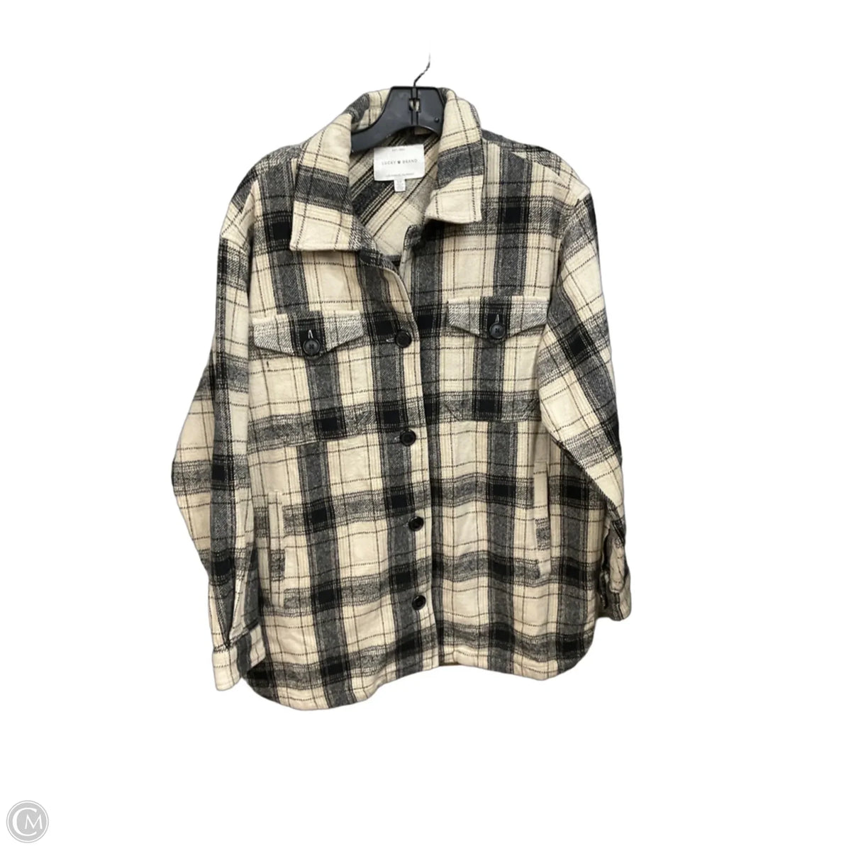 Jacket Shirt By Lucky Brand In Plaid Pattern, Size: S