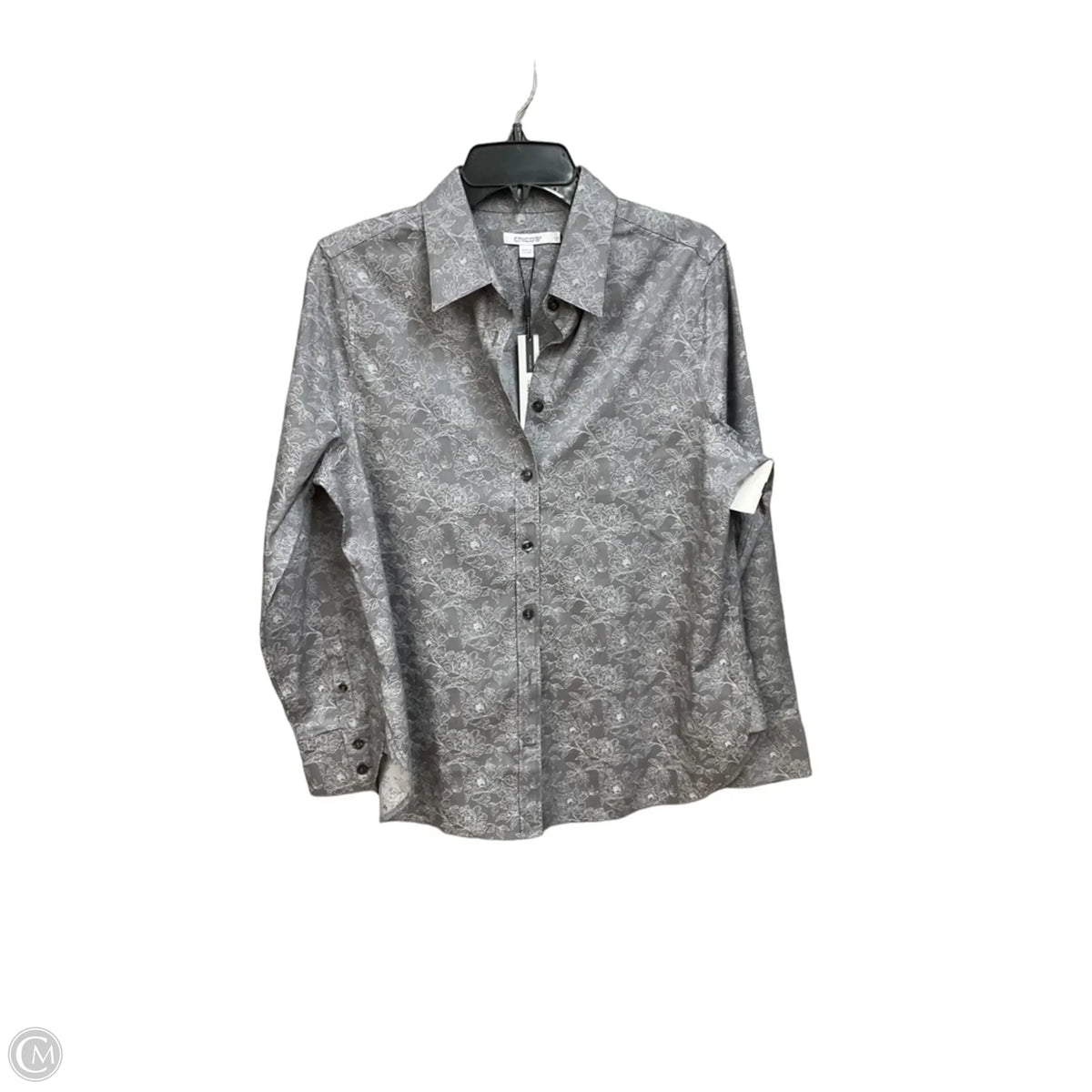 Top Long Sleeve By Chicos In Grey, Size: M