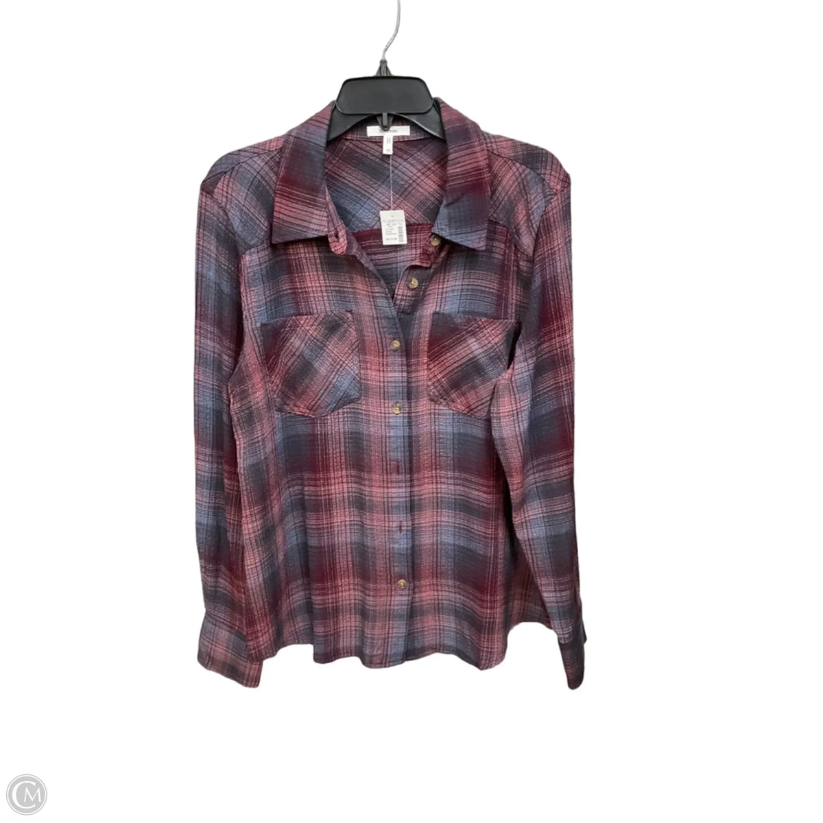 Top Long Sleeve By Maurices In Plaid Pattern, Size: M