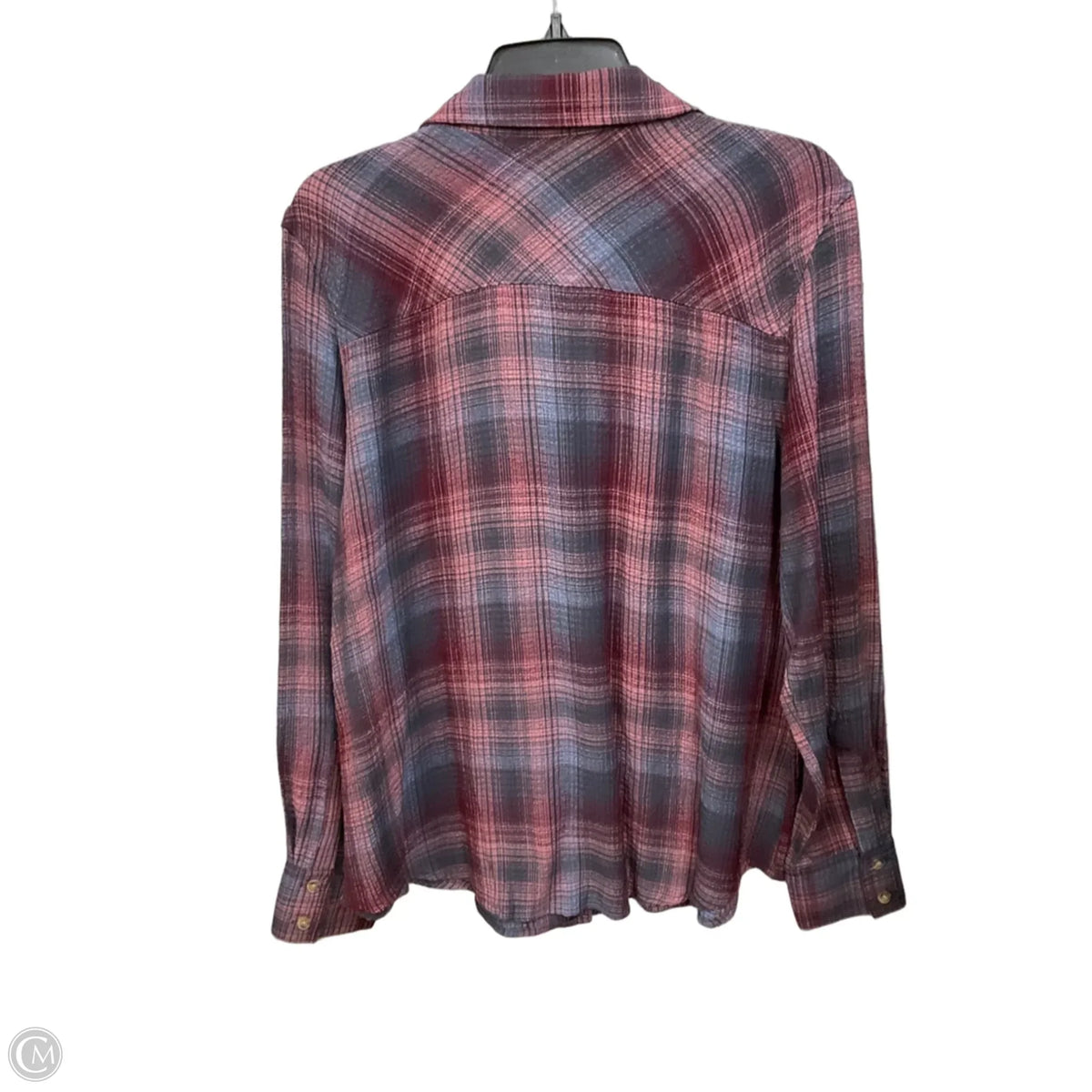 Top Long Sleeve By Maurices In Plaid Pattern, Size: M