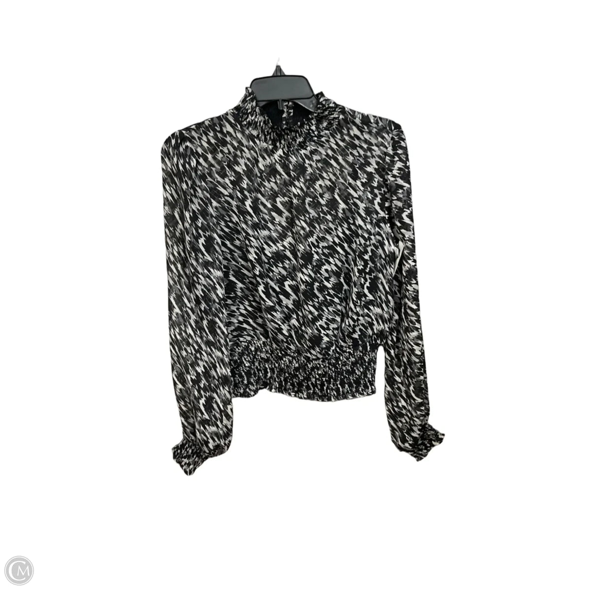 Blouse Long Sleeve By Express In Black & Grey, Size: M