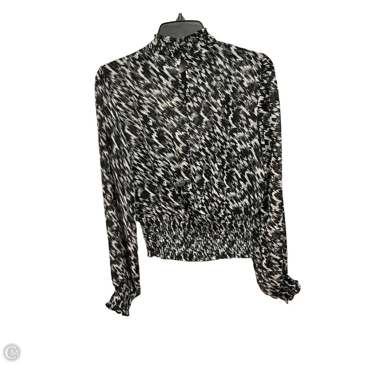 Blouse Long Sleeve By Express In Black & Grey, Size: M